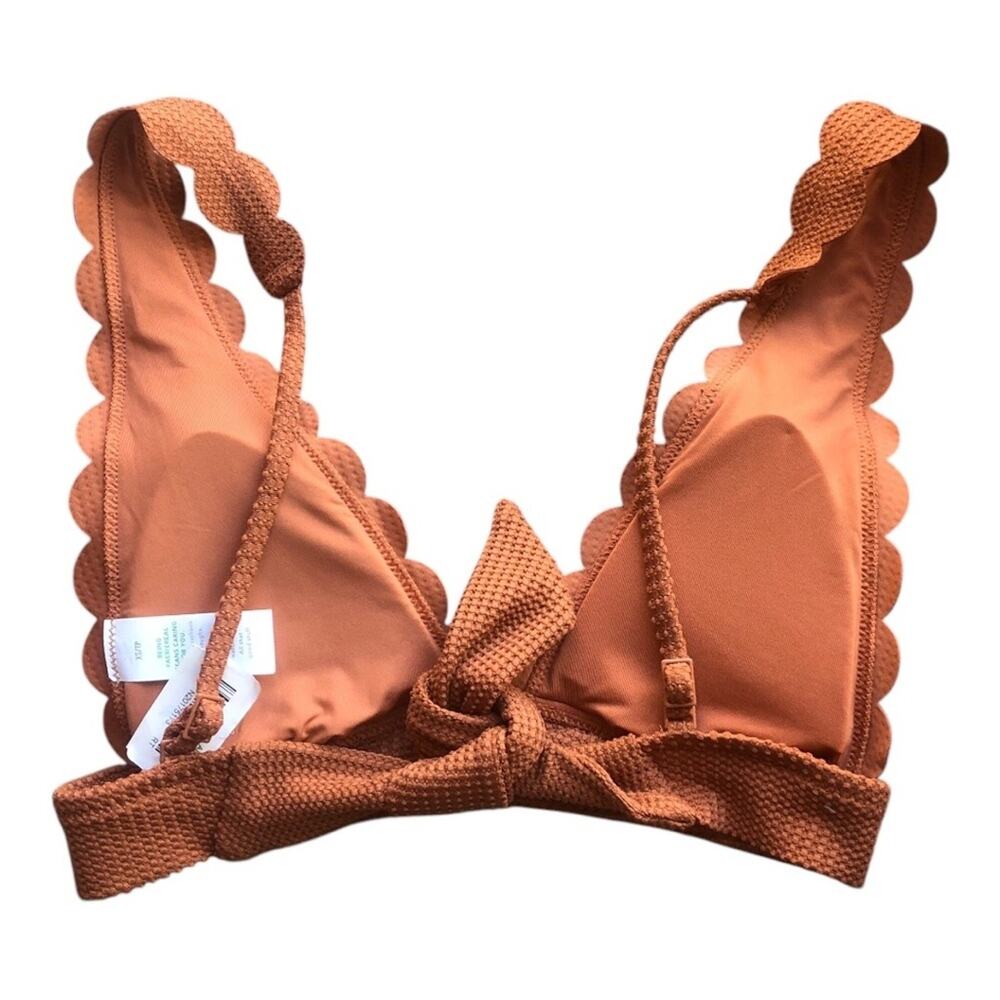 Aerie Waffle Scalloped Triangle Bikini Top Canyon Creek XS Longline Textured - Picture 7 of 14